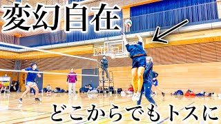 (Volleyball game) The setter succeeds no matter how much the reception is disturbed