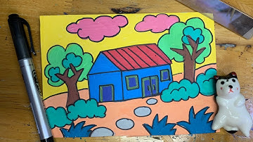 [Mĩ thuật lớp 1] Chủ đề 2: Ngôi nhà của em - Bài: Vẽ nhà kết hợp với khung cảnh thiên nhiên