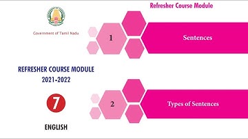 7th Std English Refresher Course Module 1 and 2 answers | Sentences and types of sentences