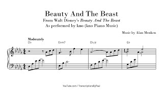 Video thumbnail of "Beauty And The Beast - kno Piano music - Sheet music transcription"