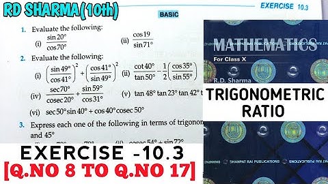 RD SHARMA CLASS 10 TRIGONOMETRIC RATIO EXERCISE -10.3 [Q.NO 8 TO 17] MATH FEAR | CHAPTER 10 | CBSE