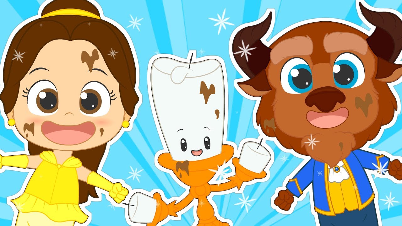 FIVE LITTLE BABIES with THE BEAUTY AND THE BEAST Nursery Rhymes for