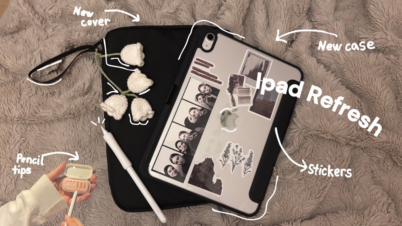 Ipad 10th generation refresh 🫧 📷🎧| unboxing new case, stylus, pouch, pencil tips and stickers! 