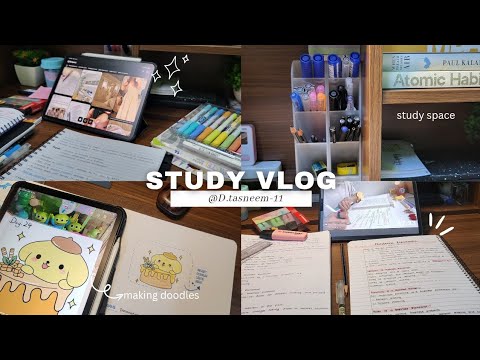 Study vlog 📚| getting back into swing, notes taking and making doodles🌷...