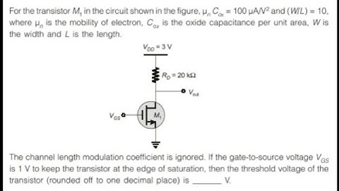GATE 2021 Electronics (EC) Solution | MOSFET | threshold voltage | Saturation condition