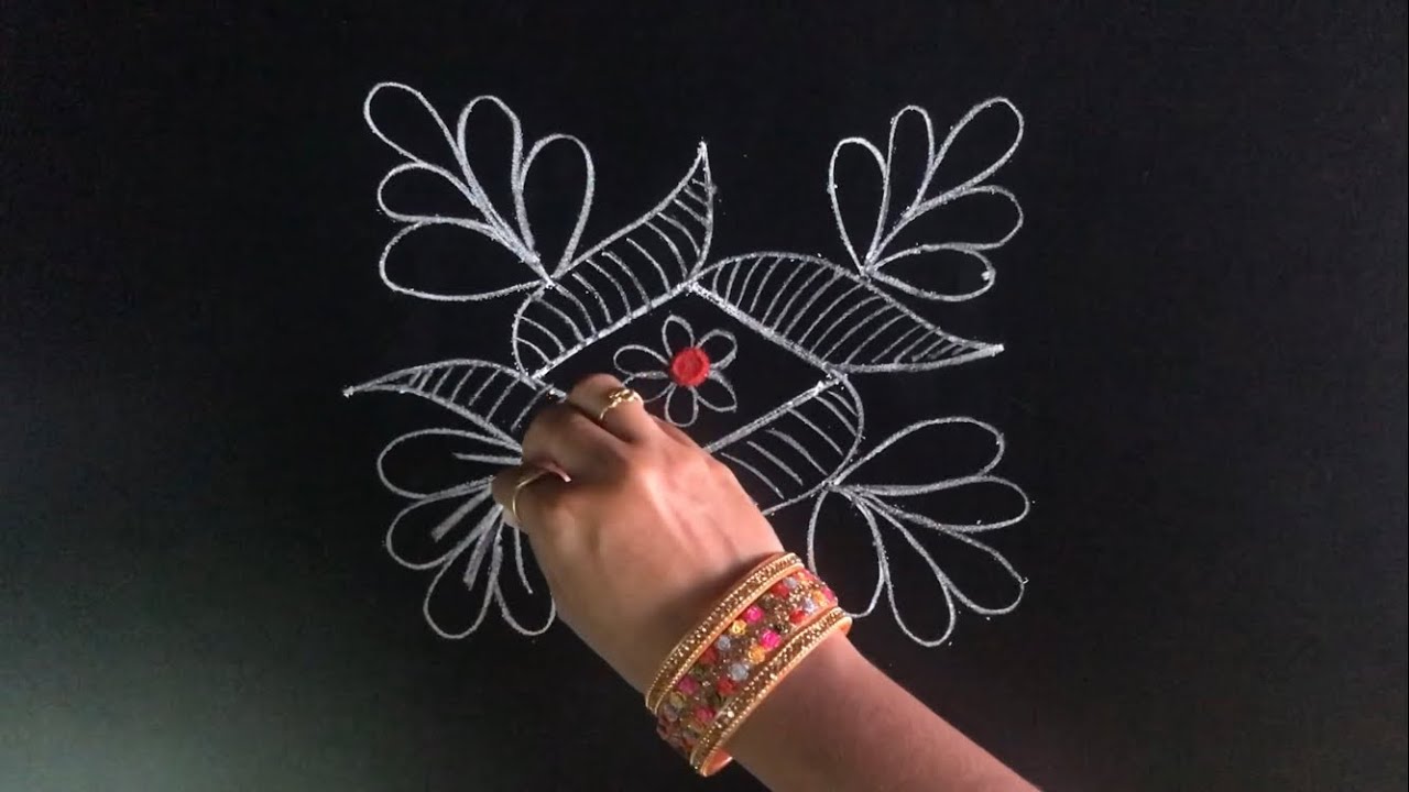 GJ Sketch - K176 - (5x3) Easy Rangoli Design | Beginners Rangoli | Simple Kolam