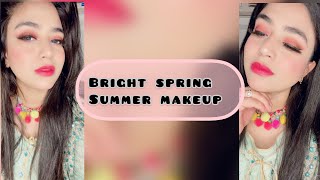 Bright  summer spring makeup tutorial #shorts