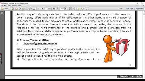 Performance Of Contract -- Part 1.