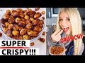 HOW TO MAKE CRUNCHY CHICKPEAS | Best & Easiest Crispy Roasted Chickpea Recipe Ever! Oil Free!