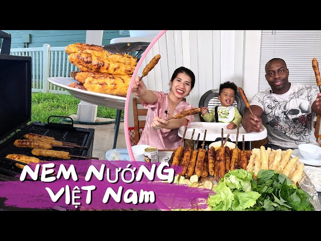 Cách Làm Nem Nướng Chuẩn Vị Vietnam (Grilled pork sausage - Vietnamese recipe) class=