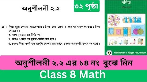 অনুশীলনী ২.২ এর ১৪ নং ৮ম শ্রেণির গণিত। পৃষ্ঠা ৩২।Class 8 Math Exercise 2.2 14no.।Page 32