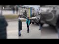 Ukrainians Wave Flags At Protest In City Seized By Russian Forces