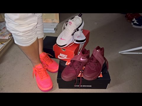 She is modelling her new Nikes sockless - Presto, Air Force 1 and Kyrie 2.