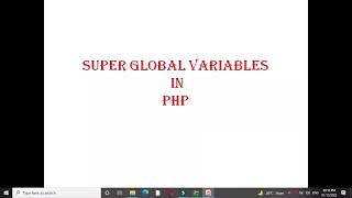 Super Global Variables in PHP