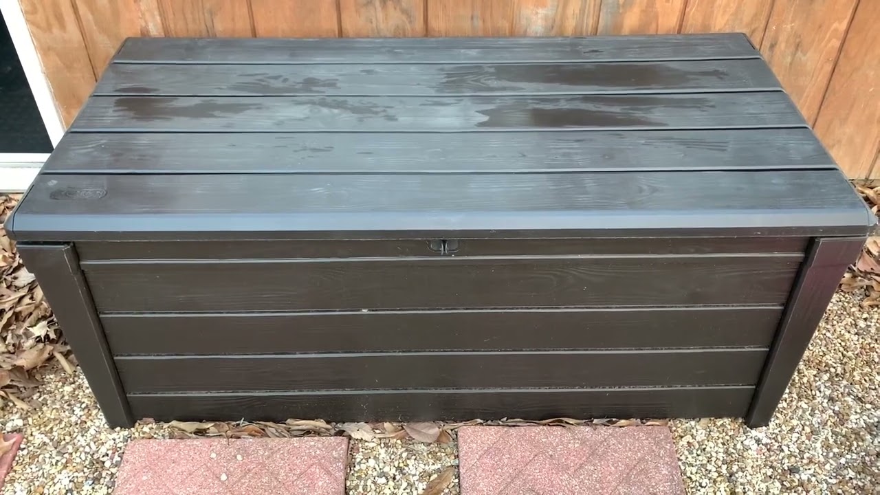 Keter Brightwood 120 Gallon Resin Large Deck Box for Patio Garden Furniture Review
