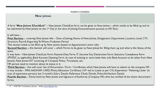 New Joinee CheckList - Employee File - HR SOP (Human Resource SOP)