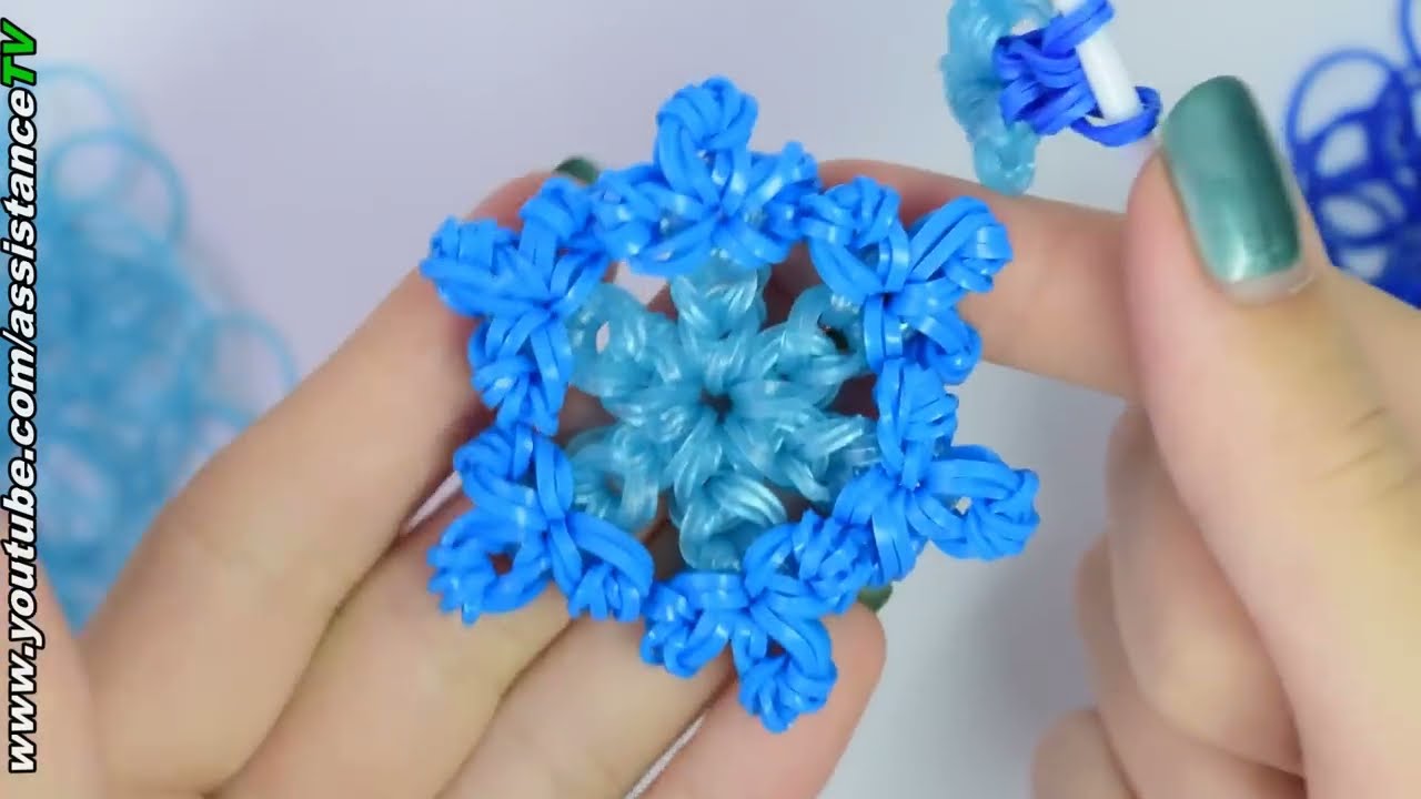 СНЕЖИНКИ из РЕЗИНОК / Новогодние Плетение Rainbow Loom Bands