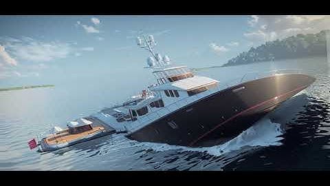 High speed planing boat over quasi hydrofoil - video created by AI