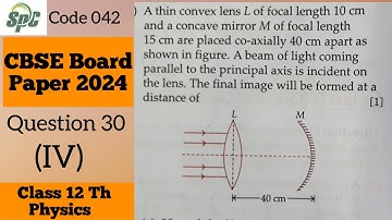 Q30 A thin convex lens L1 of focal length 10 cm and a concave mirror M of focal length 15 cm are pla