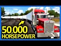 50,000 Horsepower vs World&#39;s LONGEST Road Train in American Truck Simulator...