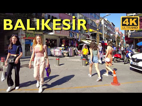 Balıkesir Walking Tour 4K UHD 50fps | Balıkesir city center - Karesi