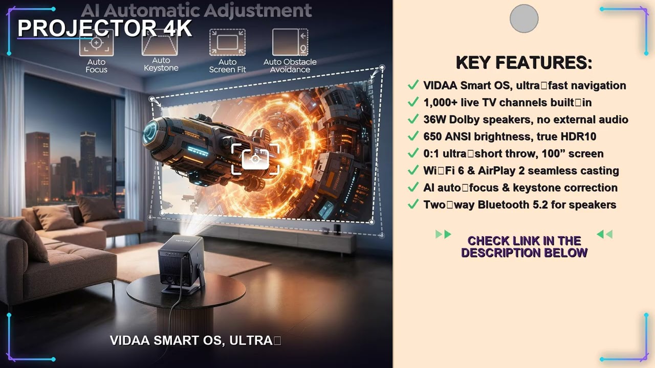 TOPTRO A2 Review: The BEST 4K Smart Projector with VIDAA OS & 36W
