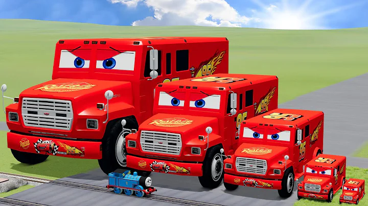 Big & Small Bank Trucks Lightning McQueen VS Train Thomas | BeamNG.drive