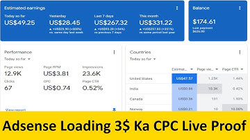 Adsense Loading Live Earning Proof || 3$ + CPC || Adsense Loading Safe Method