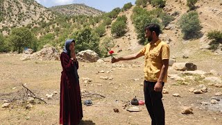 Nasir's romantic proposal to Umm al-Binin in the heart of nature Expressing love in the green forest