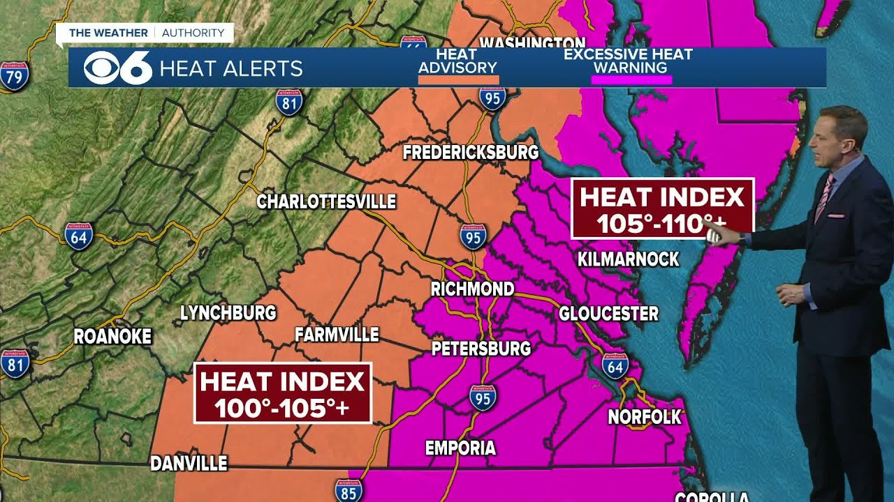 Excessive heat warning, heat advisory in effect for parts of Virginia ...