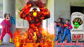 Hello Neighbor Become Lava Monster - Nick and Tani VS Miss T Rescue | Scary Teacher 3D In real life