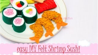 Easy DIY Felt Food Shrimp Sushi No Sew - Membuat Sushi udang flanel