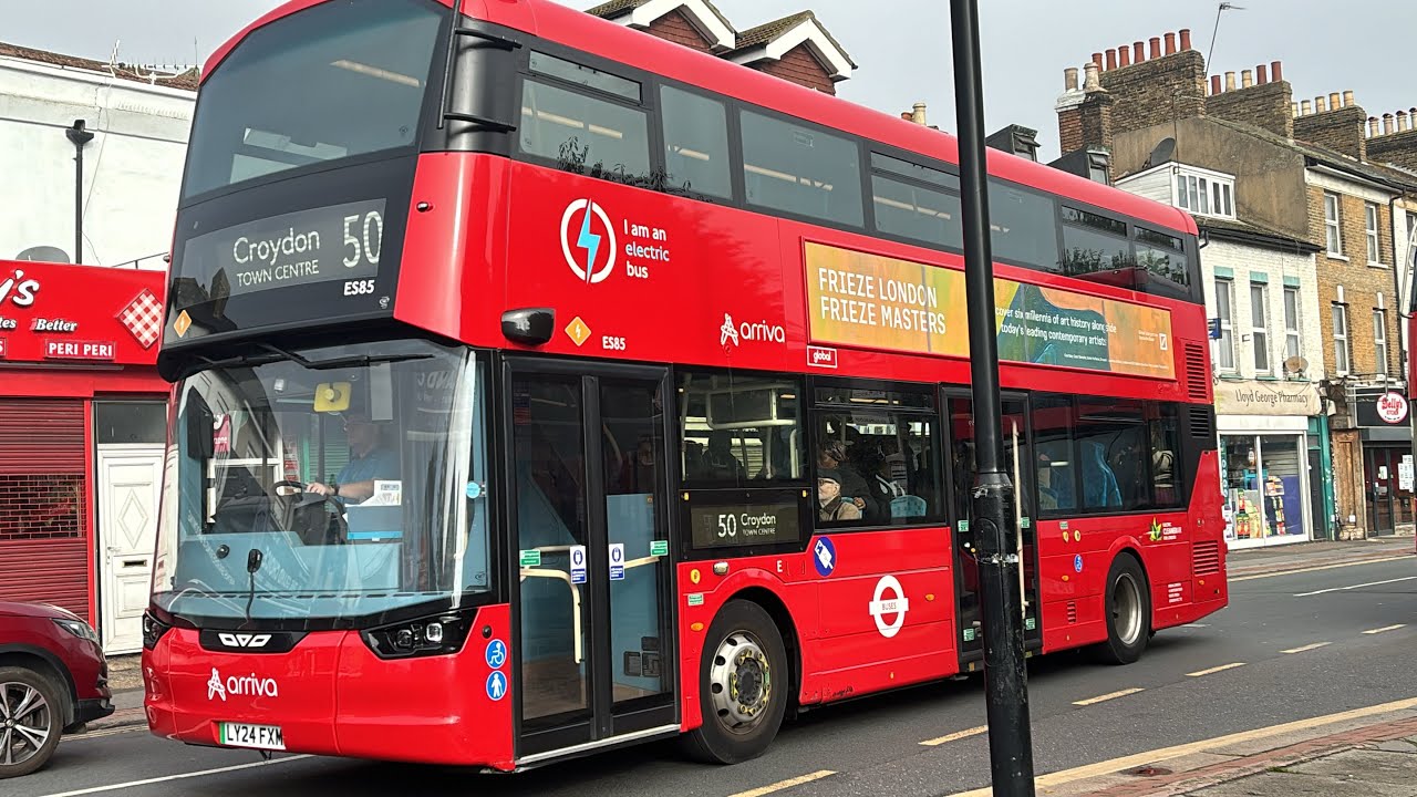 Wright StreetDeck Electroliner Arriva London ES85 LY24FXM Route 50 Croydon Town Centre 