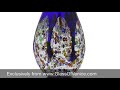 Murano Millefiori Art Glass Bottle Vase Blue