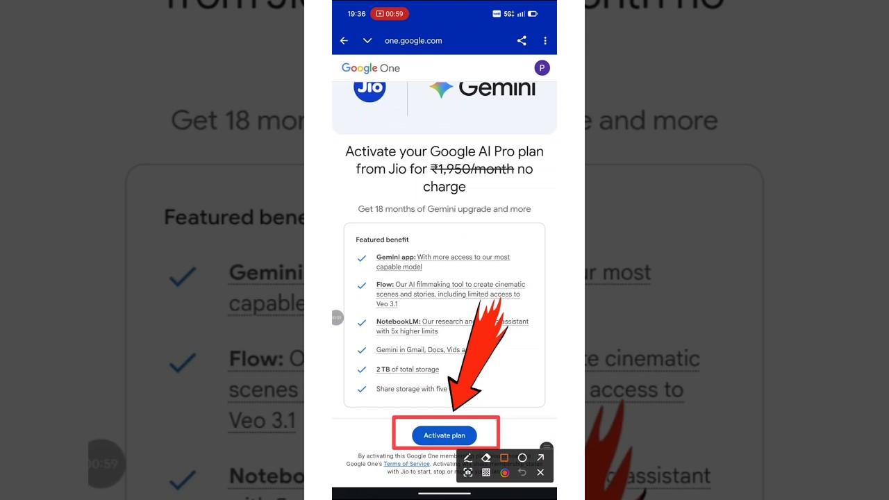 Jio FREE Google Ai Pro Subscription😱 FREE 2 TB Storage #Jio #geminiai #aishorts