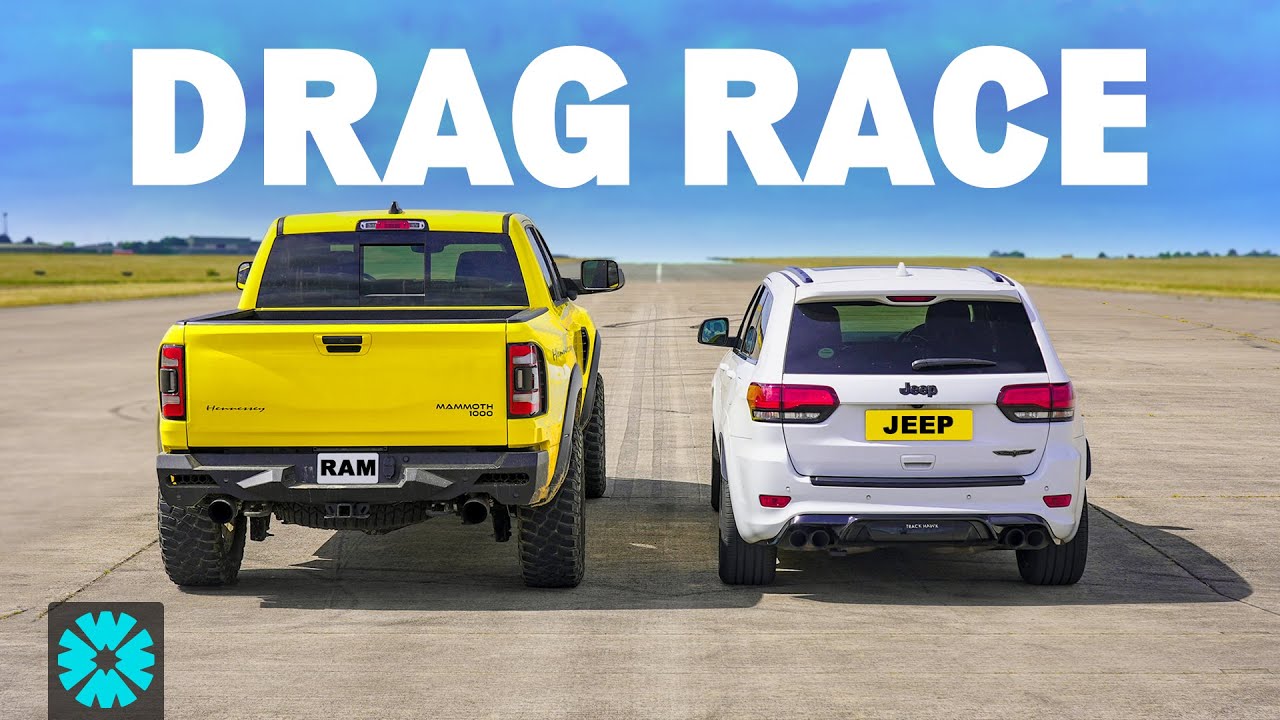 ГОНКА Hennessey Mammoth против Jeep Trackhawk на 1/4 мили