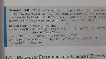 What is the radius of the path of an electron (mass 9 x 10-31 kg and charge 1.6 x 10-19 C) moving at