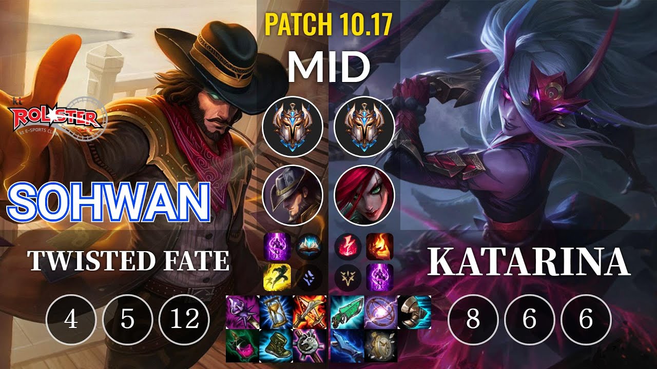 KT SoHwan Twisted Fate vs Katarina Mid - KR Patch 10.17