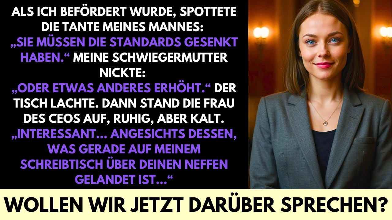 Sie Verspotteten Meine Beförderung Am Tisch—Dann Entlarvte Die Frau Des CEOs Ihren Neffen