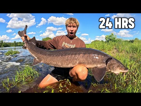 24 Hours Fishing & Camping for GIANT Sturgeon!