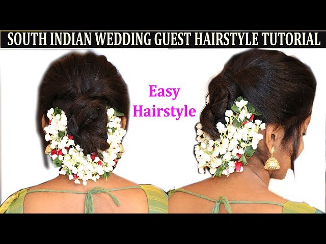 South indian wedding guest hairstyles Tamil | Puff with bun hairstyles |  puff hairstyle tricks - YouTube