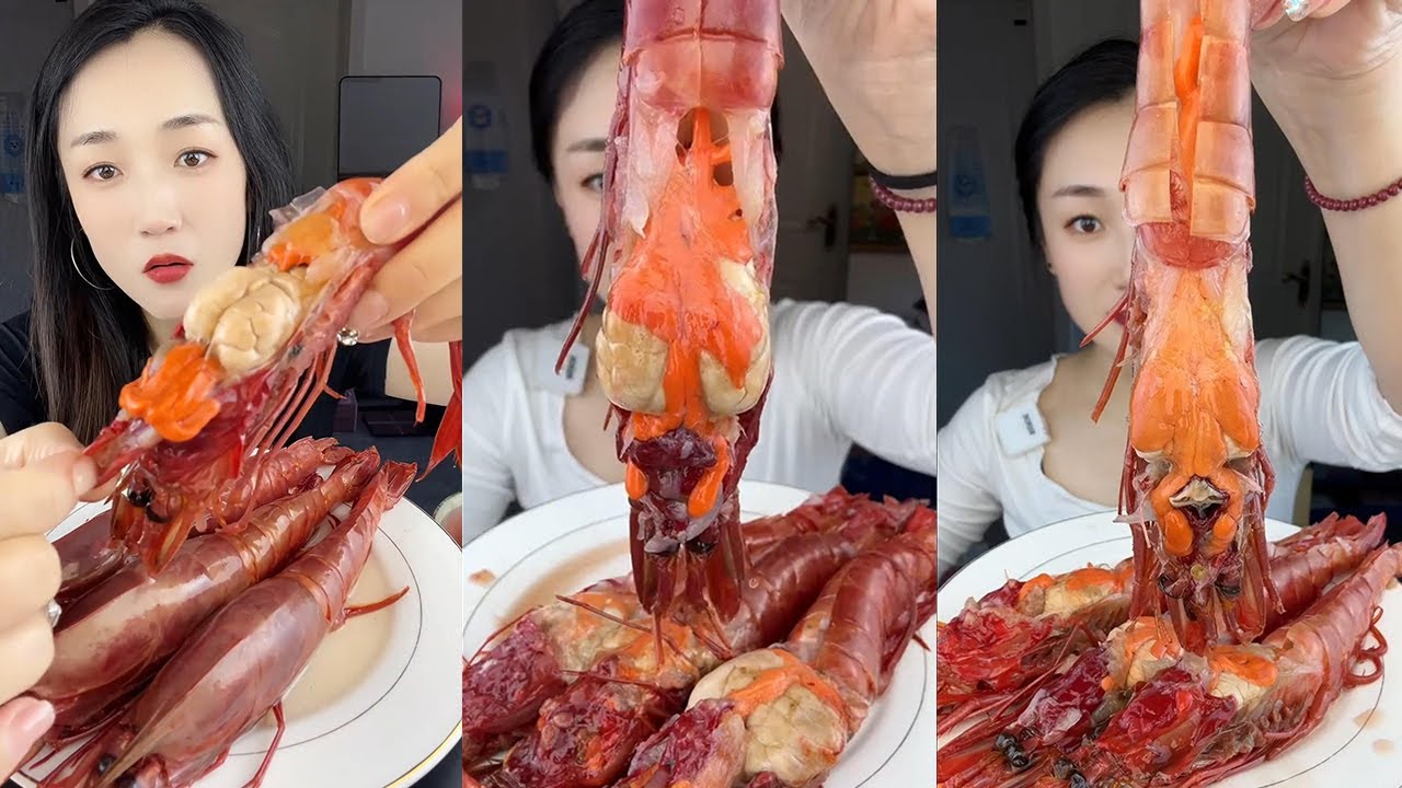 【Yummy】Eating show：Red Magic Shrimp🦐🦐#mukbang#Seafood#sashimi#asmr