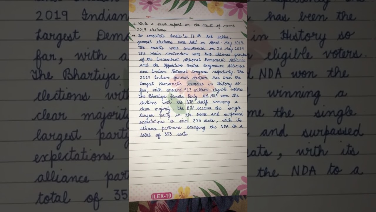 Write a news report on recent elections of 2019 