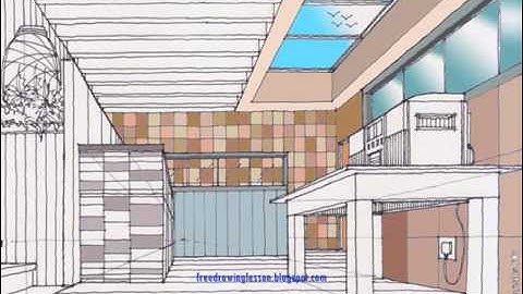 Draw a box : A scenery 76... children eye view... an office... in a one point perspective. #shorts