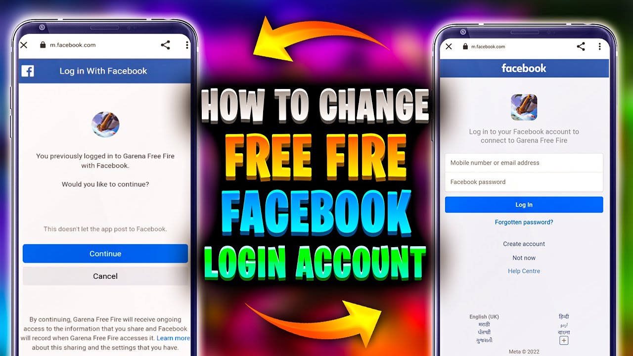 How to change free fire facebook login account