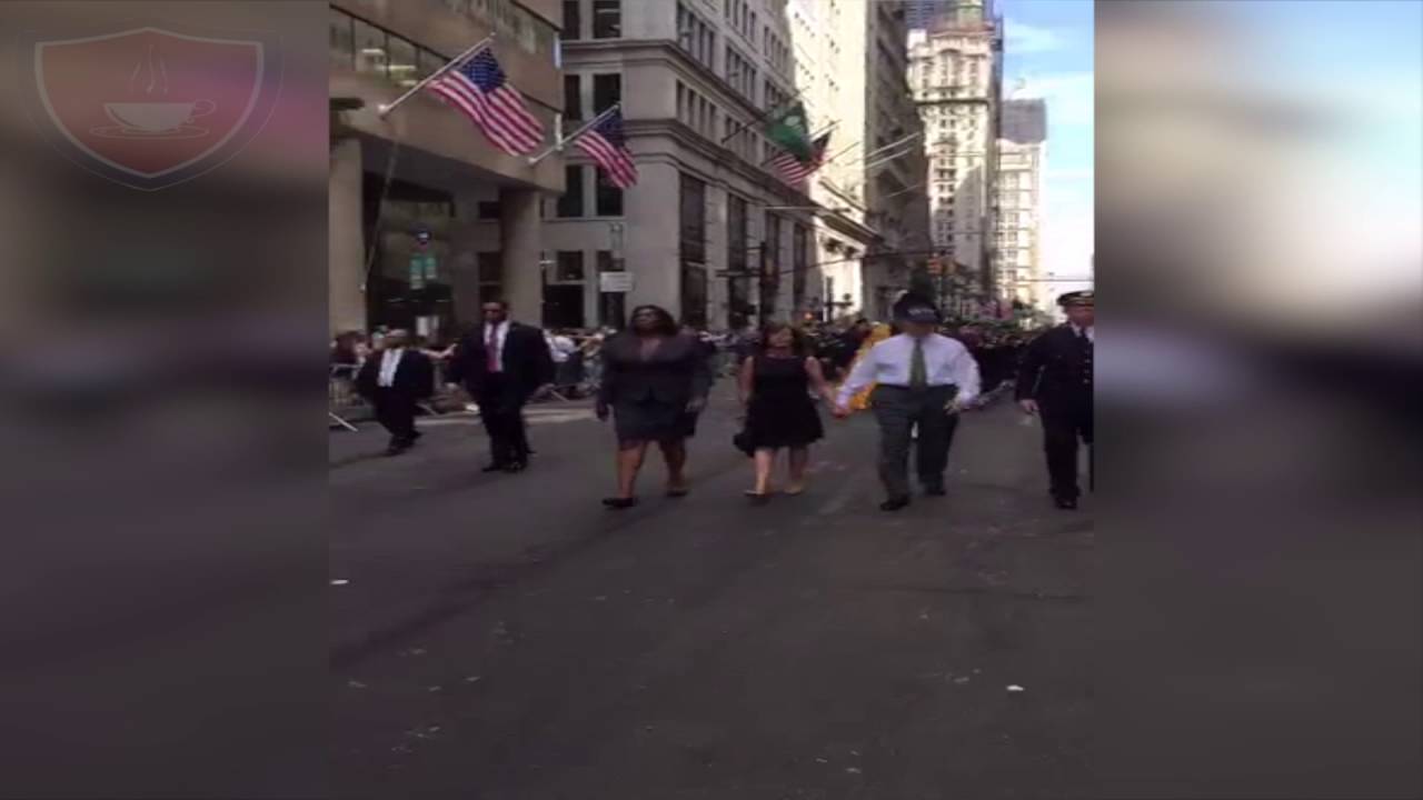 NYPD Pipes and Drums Band Marching To 9/11 Memorial New York City