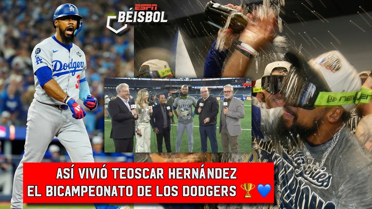 TEOSCAR HERNÁNDEZ CELEBRÓ con ESPN BEISBOL el BICAMPEONATO de SERIE MUNDIAL de DODGERS | Exclusivos