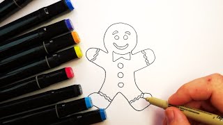 How to draw a gingerbread man easy step by step cartoon drawing