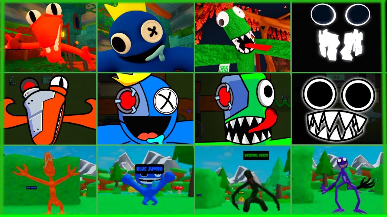 Rainbow friends chapter 1 all Monsters Jumpscars V's Alphabet lore V's Hungry friends all  Jumpscars