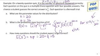 ST314 Lesson 6: Discrete Random Variables: Binomial RVs
